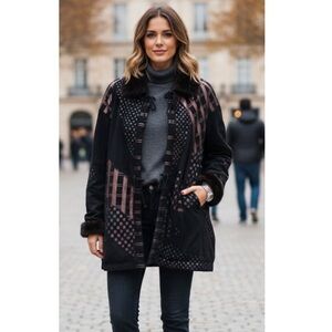 Vintage Char & Sher 80’s Tie Front Painted Jacket